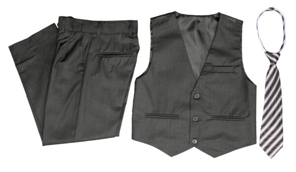 Boys Formal 5 Piece Suit with Shirt, Vest, Tie and Garment Bag - Charcoal - Little Things Mean a Lot