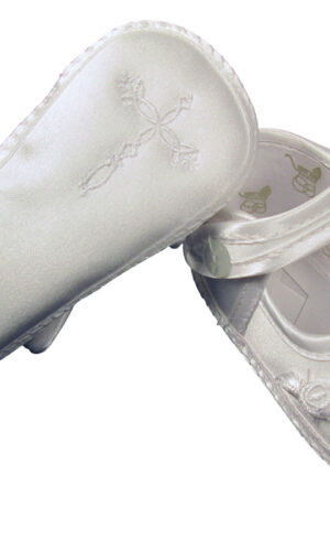 Girls Satin Shoe with Embroidered Celtic Cross - Little Things Mean a Lot