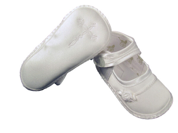 Girls Satin Shoe with Embroidered Celtic Cross - Little Things Mean a Lot