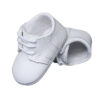Baby Boys All White Genuine Leather Saddle Oxford Crib Shoe with Perforations - Little Things Mean a Lot