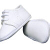 Baby Boys All White Genuine Leather Saddle Oxford Crib Shoe with Perforations - Little Things Mean a Lot