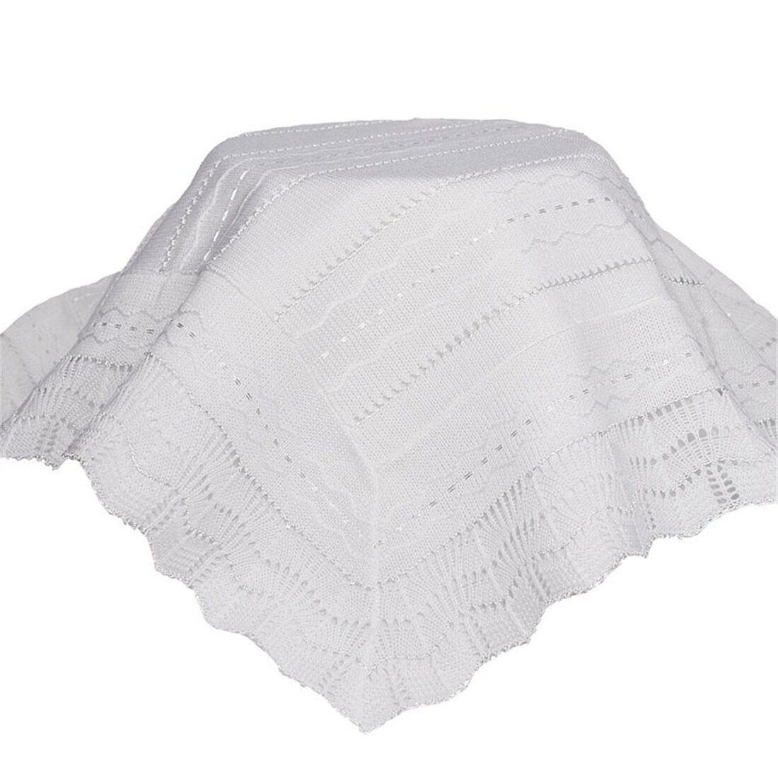 White Knit Baby Christening Shawl for Baptism - Little Things Mean a Lot