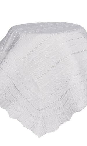 White Knit Baby Christening Shawl for Baptism - Little Things Mean a Lot