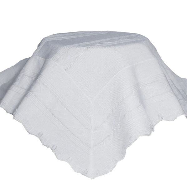 White Knit Baby Baptism Shawl - Little Things Mean a Lot