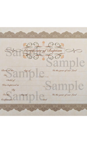 Customized Baptism Certificate with Intricate Cream Official Seal Style Border - Little Things Mean a Lot