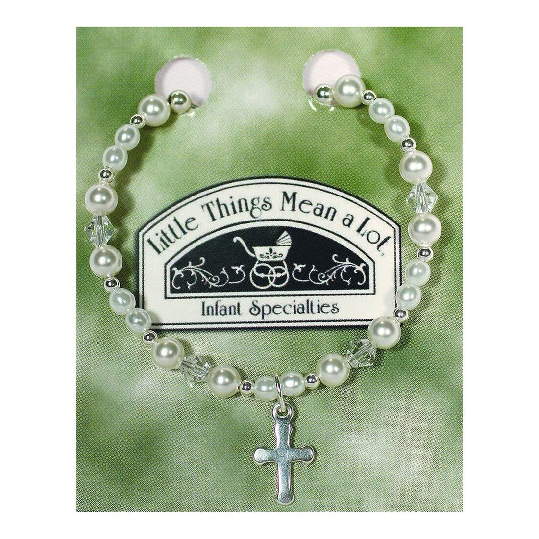 White Pearl Crystal Cross Girls Bracelet - Little Things Mean a Lot