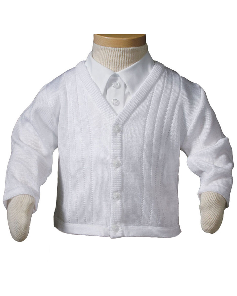 Baby boy white cardigan sales sweater
