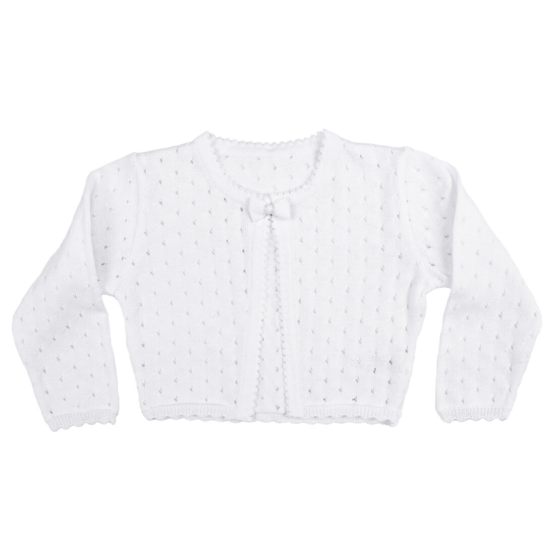 Girls White 100% Cotton Sweater with Tear Drop Pattern and Scalloped Trim - Little Things Mean a Lot