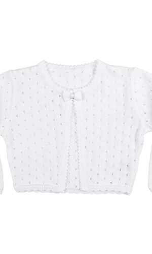 Girls White 100% Cotton Sweater with Tear Drop Pattern and Scalloped Trim - Little Things Mean a Lot