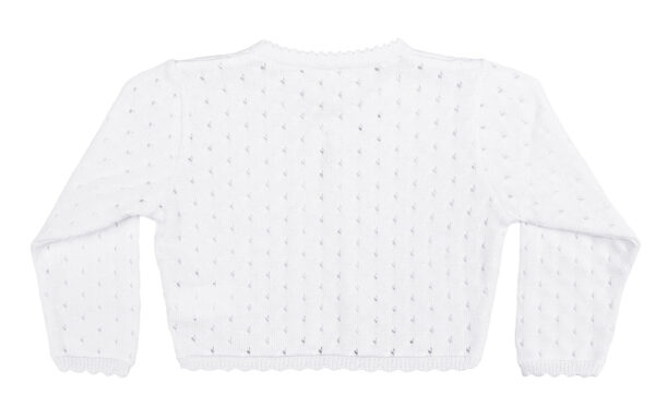 Girls White 100% Cotton Sweater with Tear Drop Pattern and Scalloped Trim - Little Things Mean a Lot