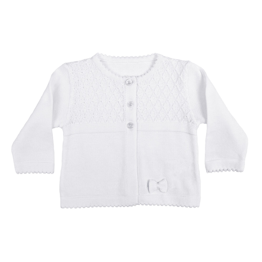 Girls White 100% Cotton Sweater with Tear Drop Pattern and Scalloped Trim - Little Things Mean a Lot