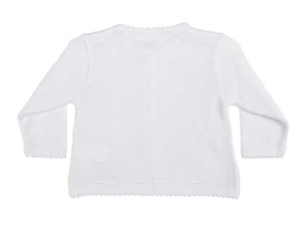 Girls White 100% Cotton Sweater with Tear Drop Pattern and Scalloped Trim - Little Things Mean a Lot