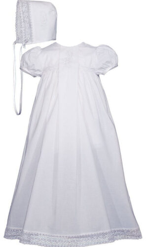 Girls 25" Victorian Style Cotton Christening Baptism Gown - Little Things Mean a Lot