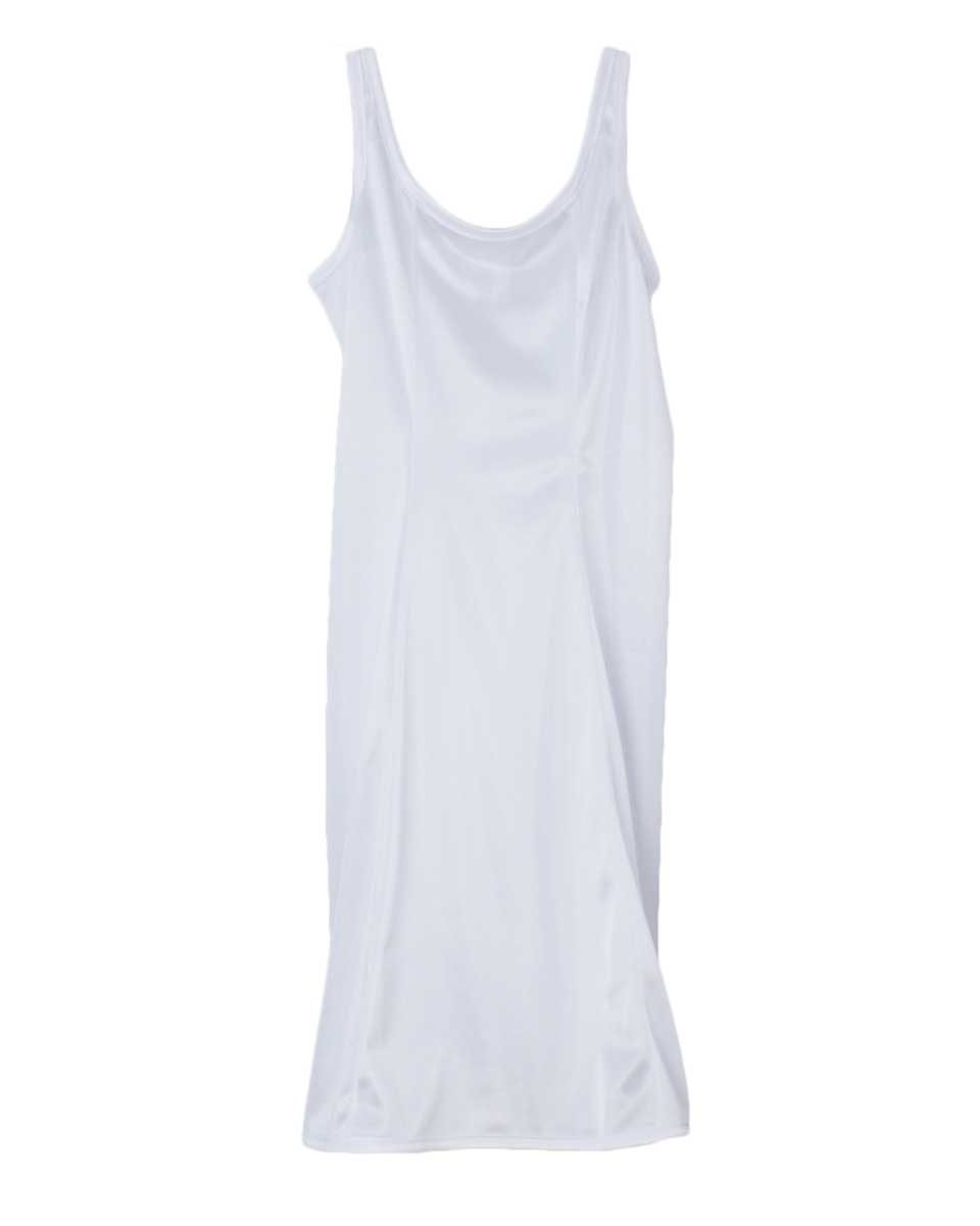 Girls White Simple Princess Style Knee Length Nylon Slip with