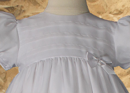 Girls 34" Poly Cotton Organza Christening Gown with French Lace and Pin Tucking - Little Things Mean a Lot