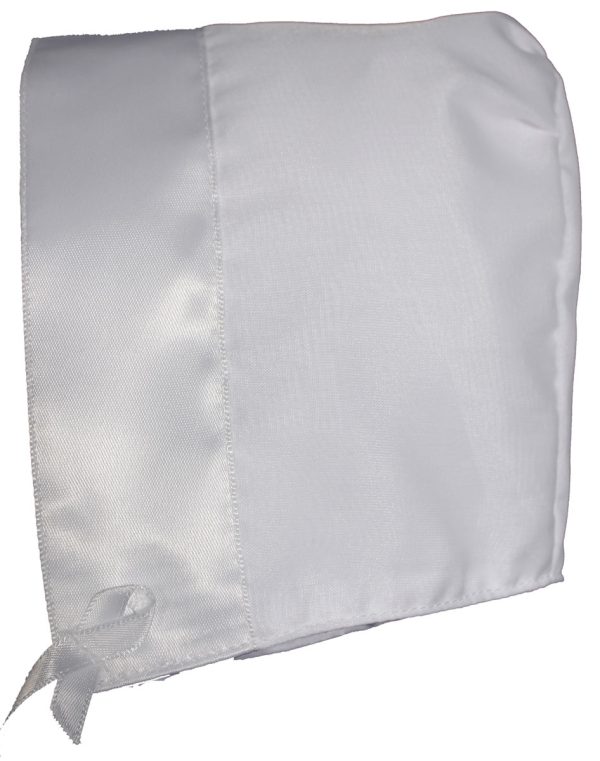 White Organza Overlay Poly Cotton Handmade Bonnet with Satin Trim - Little Things Mean a Lot