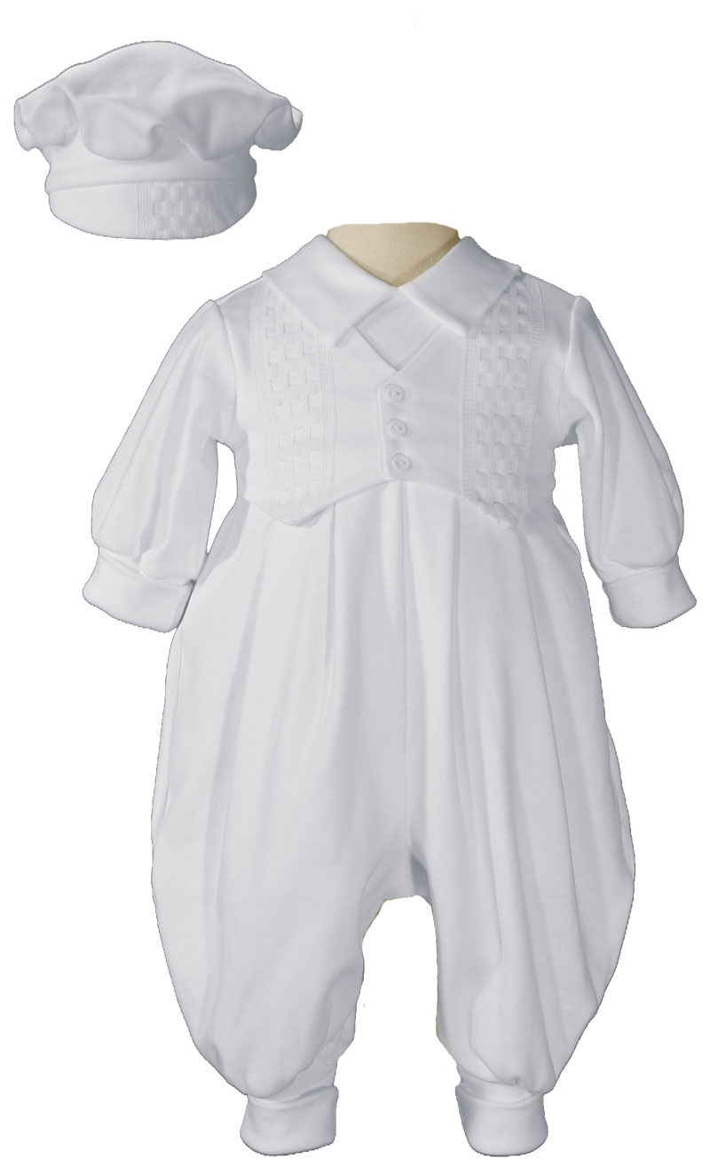 Boys Long Sleeve White Celebration Christening Baptism Set with Hat - Little Things Mean a Lot