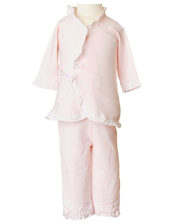 Girls Four-Piece Bamboo Layette Set in Pink or White - Little Things Mean a Lot