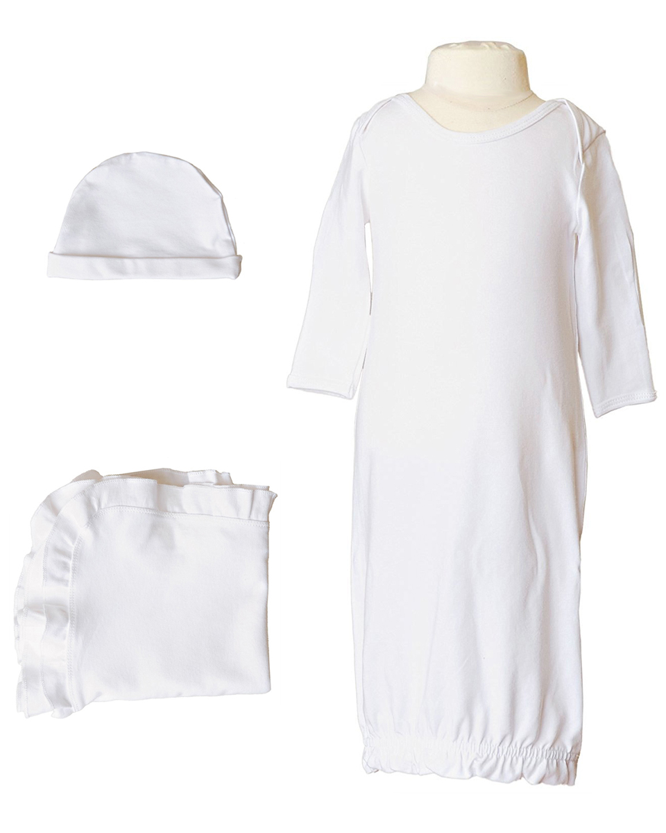 Girls Three-Piece Bamboo Layette Set in Pink or White - Little Things Mean a Lot