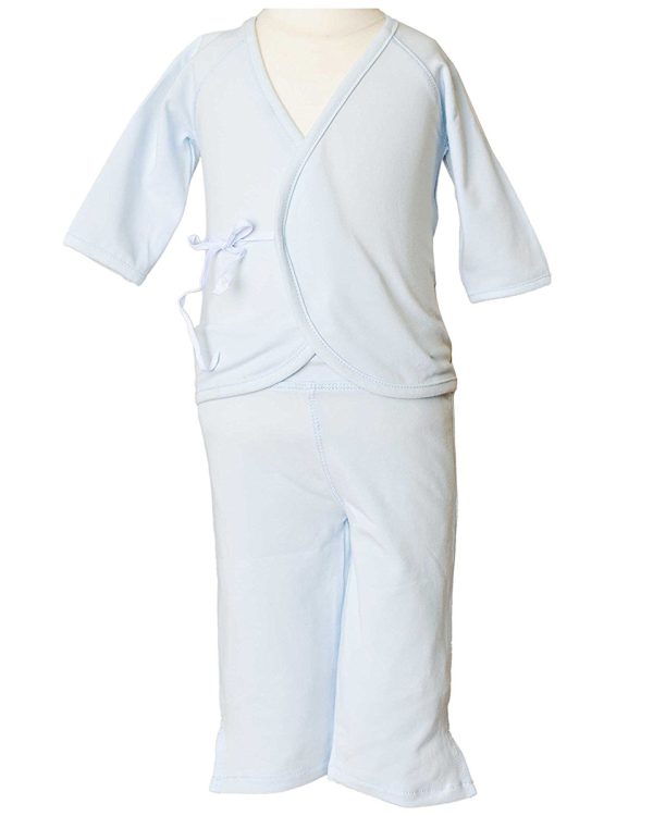 Boys Four-Piece Bamboo Layette Set in Blue or White - Little Things Mean a Lot